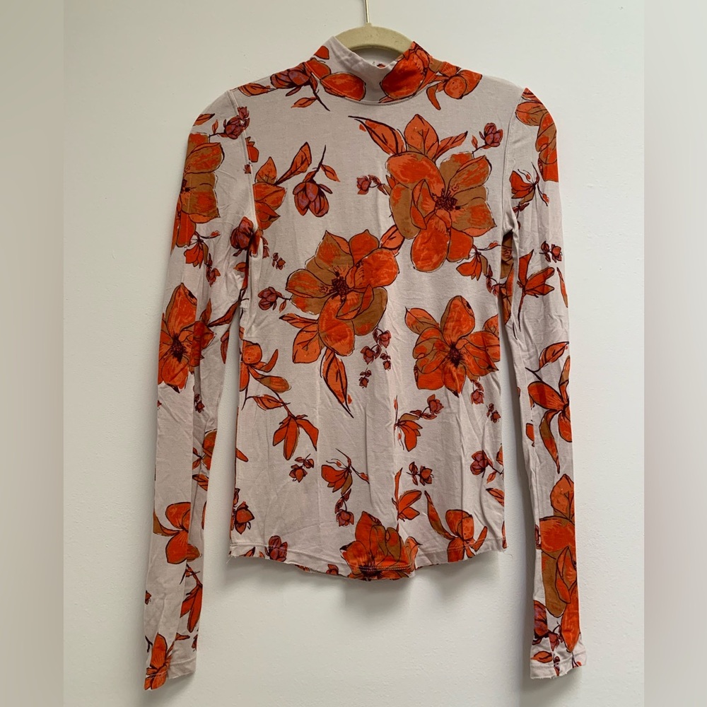 Free People Floral Turtleneck